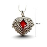 Openable silver angel wing belly button ring with red ball