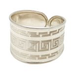 Silver band ring / Wide band with Greek pattern, larger size
