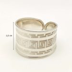 Silver band ring / Wide band with Greek pattern, larger size