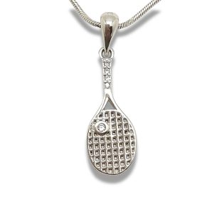 Silver tennis racket pendant