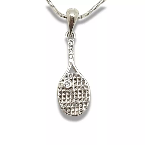 Silver tennis racket pendant