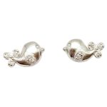 Silver bird earrings for children