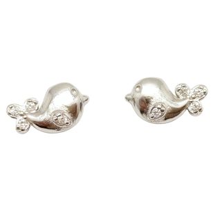Silver bird earrings for children