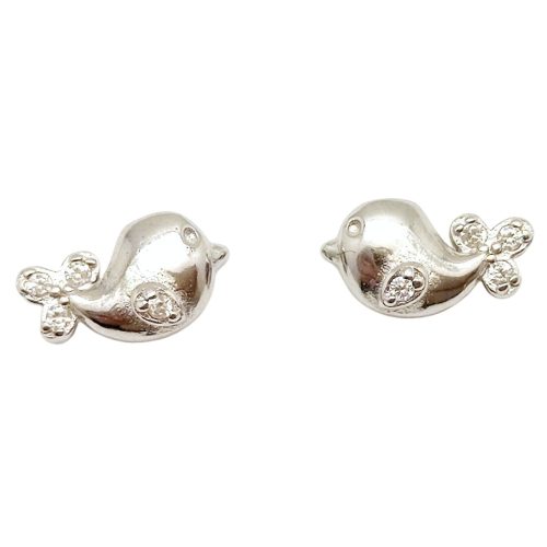 Silver bird earrings for children