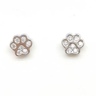 Mini paw silver earrings for children