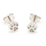Mini paw silver earrings for children