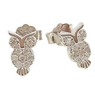 Silver owl earrings