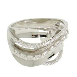 Silver cocktail ring with multiple rows