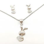 Silver bunny 2-piece jewelry set with pendant and earrings