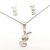 Silver bunny 2-piece jewelry set with pendant and earrings
