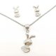 Silver bunny 2-piece jewelry set with pendant and earrings