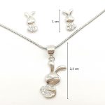 Silver bunny 2-piece jewelry set with pendant and earrings