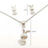 Silver bunny 2-piece jewelry set with pendant and earrings