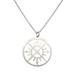Silver necklace with compass circle pendant