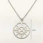 Silver necklace with compass circle pendant