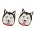 Silver dog earrings Husky