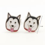 Silver dog earrings Husky