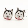 Silver dog earrings Husky