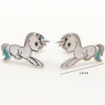 Silver earrings with blue and white unicorns for children