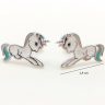 Silver earrings with blue and white unicorns for children
