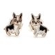 Silver dog earrings Boston terrier