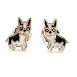 Ezüst kutyás fülbevaló Boston terrier