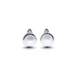Silver pearl stud earrings with zirconia stones