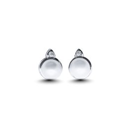 Silver pearl stud earrings with zirconia stones