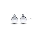 Silver pearl stud earrings with zirconia stones