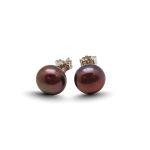 8 mm gray freshwater pearl earrings