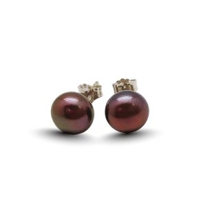 8 mm gray freshwater pearl earrings