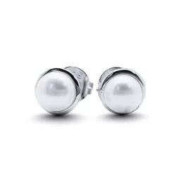 White freshwater pearl earrings 