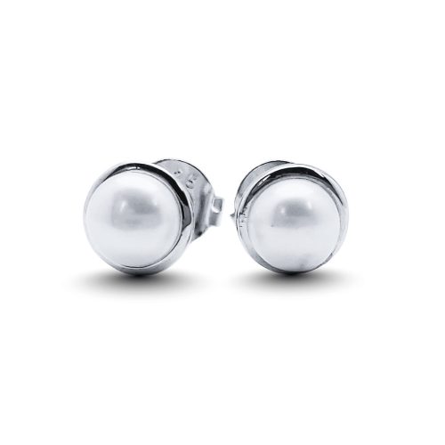 White freshwater pearl earrings 