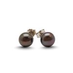Gray freshwater pearl earrings, 6 mm