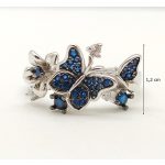 Silver butterfly ring with sapphire-blue zirconia
