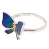 Silver adjustable ring with blue butterfly