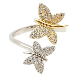   Silver butterfly ring with gold-plated and silver butterflies
