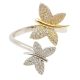 Silver butterfly ring with gold-plated and silver butterflies