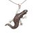 Brown lizard silver pendant with zirconia stones
