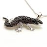 Brown lizard silver pendant with zirconia stones