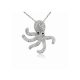 Silver octopus pendant with zirconia