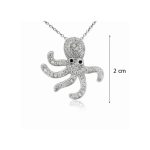 Silver octopus pendant with zirconia