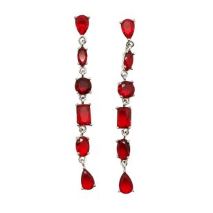 Red stone drop / dangle earrings