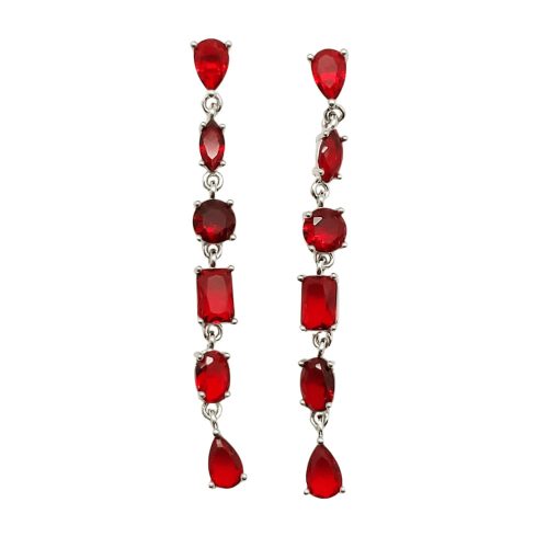 Red stone drop / dangle earrings