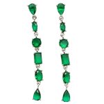 Green stone drop / dangle earrings