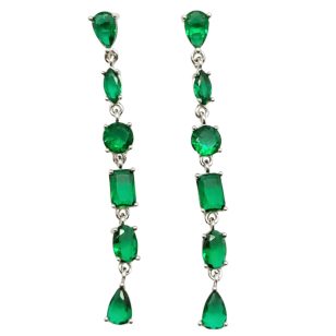 Green stone drop / dangle earrings