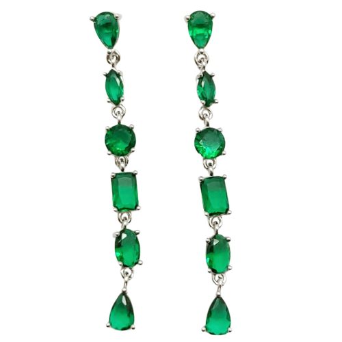 Green stone drop / dangle earrings