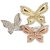 Silver butterfly tricolor ring with gold, rose gold, and silver butterfly