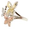   Silver butterfly tricolor ring with gold, rose gold, and silver butterfly