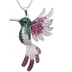 Silver hummingbird pendant with colorful zirconia stones